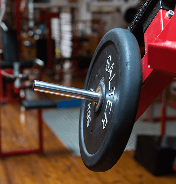 Weight plate and strength training equipment at Ogunquit Fitness Center