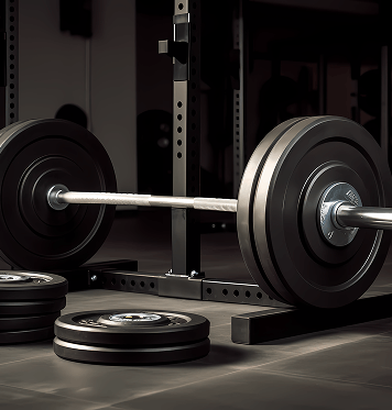 Olympic barbell and weight plates for strength training at Ogunquit Fitness Center