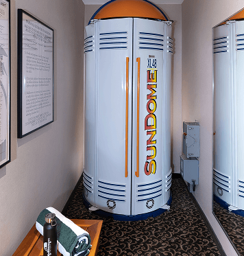 Stand-up tanning booth available at Ogunquit Fitness Center